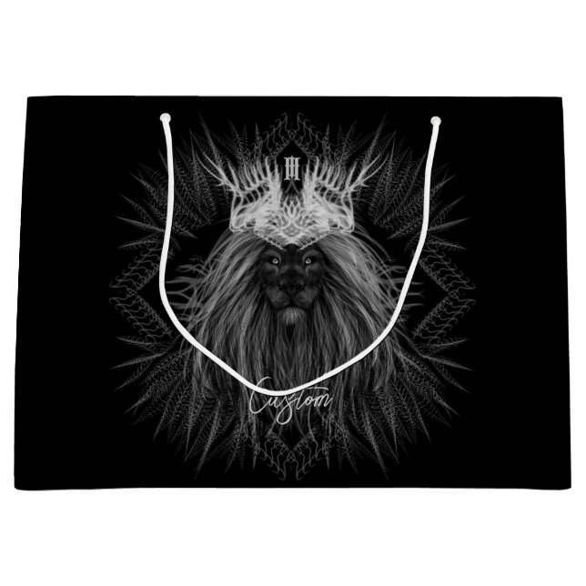Lion with Crown Monogram Large Gift Bag (Front)