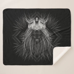Lion with Crown Monogram Sherpa Blanket
