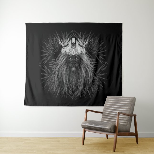 Lion with Crown Monogram Tapestry (In Situ (Horizontal))