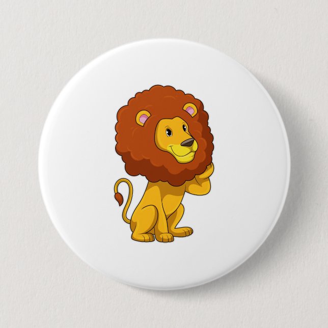 Lion with Curls 7.5 Cm Round Badge (Front)