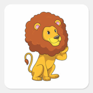 Lion with Curls Square Sticker