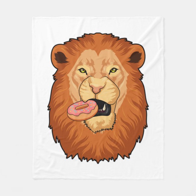 Lion with Doughnut Fleece Blanket (Front)