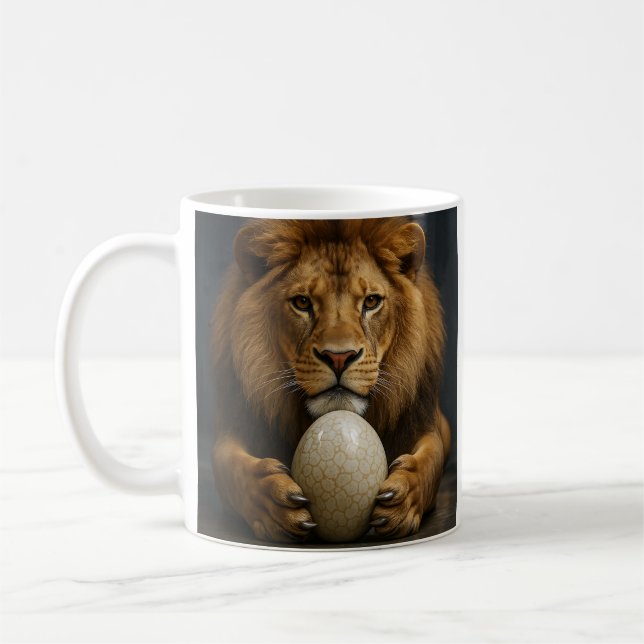 Lion with Egg Coffee Mug (Left)