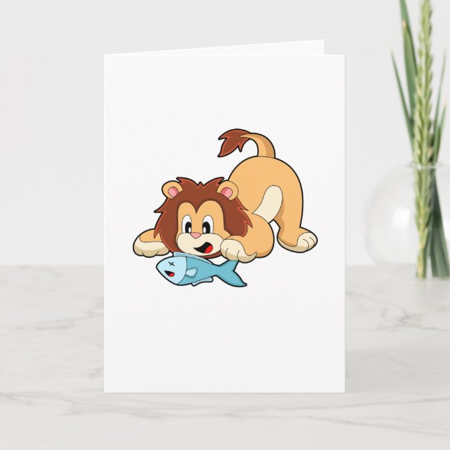 Lion with Fish Card (Front)