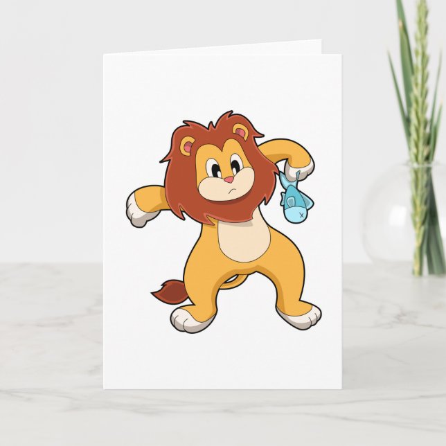 Lion with Fish Card (Front)