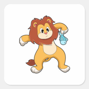 Lion with Fish Square Sticker