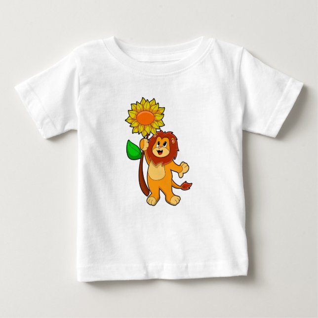 Lion with Flower Sunflower Baby T-Shirt (Front)