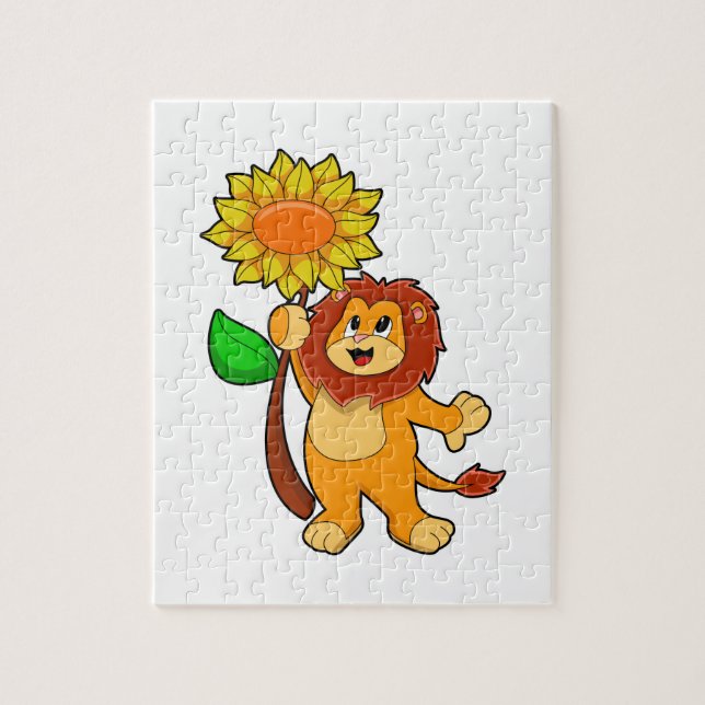 Lion with Flower Sunflower Jigsaw Puzzle (Vertical)