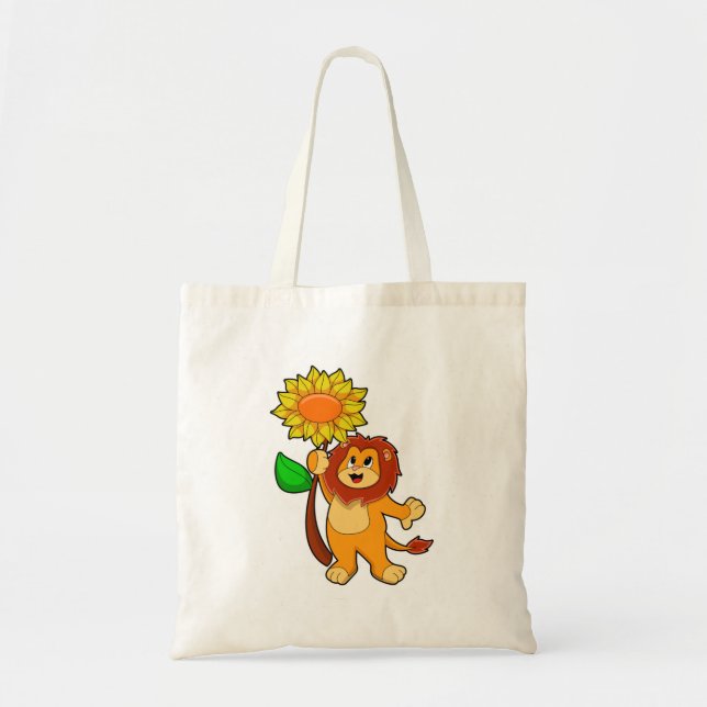 Lion with Flower Sunflower Tote Bag (Front)