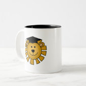 Lion with Graduation Cap Tshirts and Gifts Two-Tone Coffee Mug (Front Left)