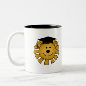 Lion with Graduation Cap Tshirts and Gifts Two-Tone Coffee Mug (Left)