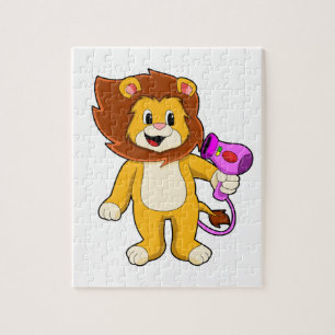 Lion with Hair dryer Jigsaw Puzzle