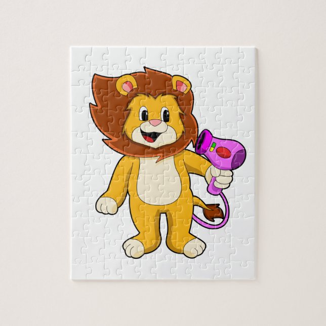 Lion with Hair dryer Jigsaw Puzzle (Vertical)