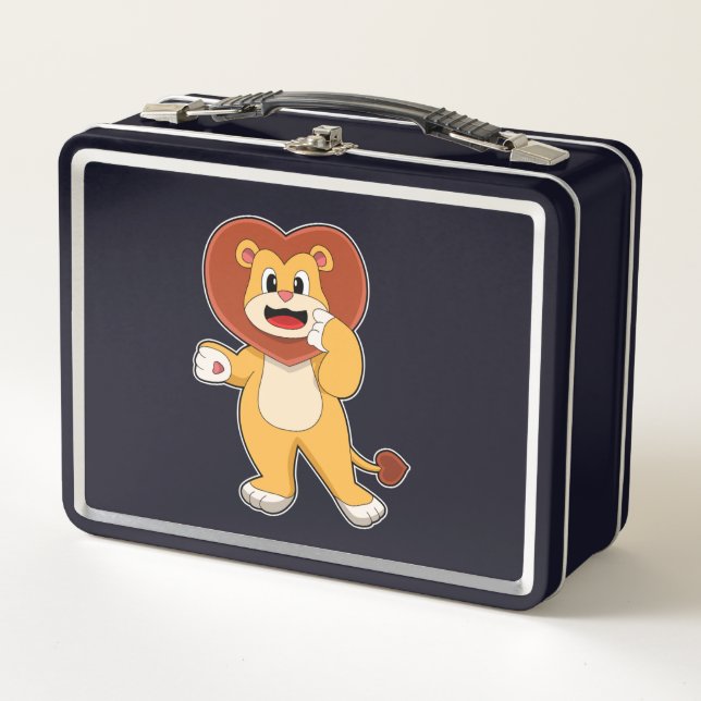 Lion with Heart Metal Lunch Box (Front)