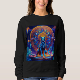 lion with king crown under water image art sweatshirt