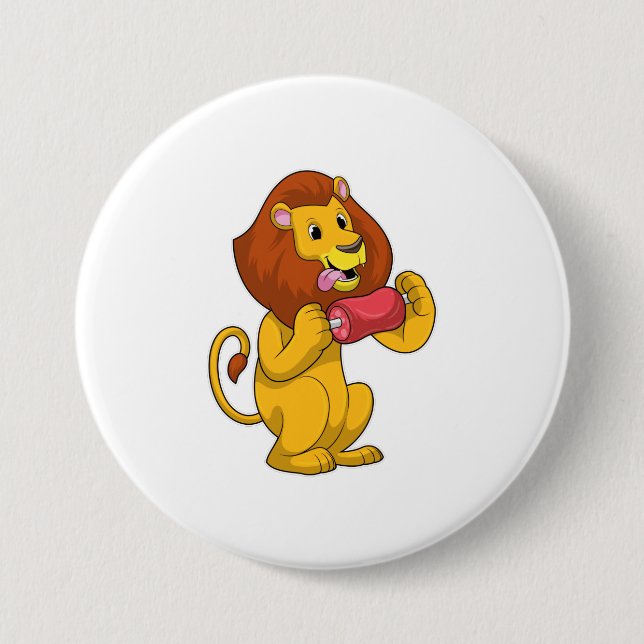 Lion with Meat 7.5 Cm Round Badge (Front)
