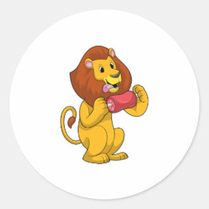 Lion with Meat Classic Round Sticker