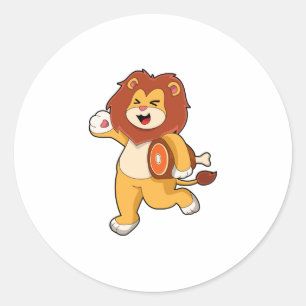 Lion with Meat Classic Round Sticker