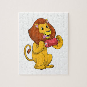 Lion with Meat Jigsaw Puzzle