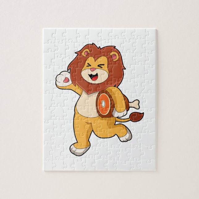 Lion with Meat Jigsaw Puzzle (Vertical)