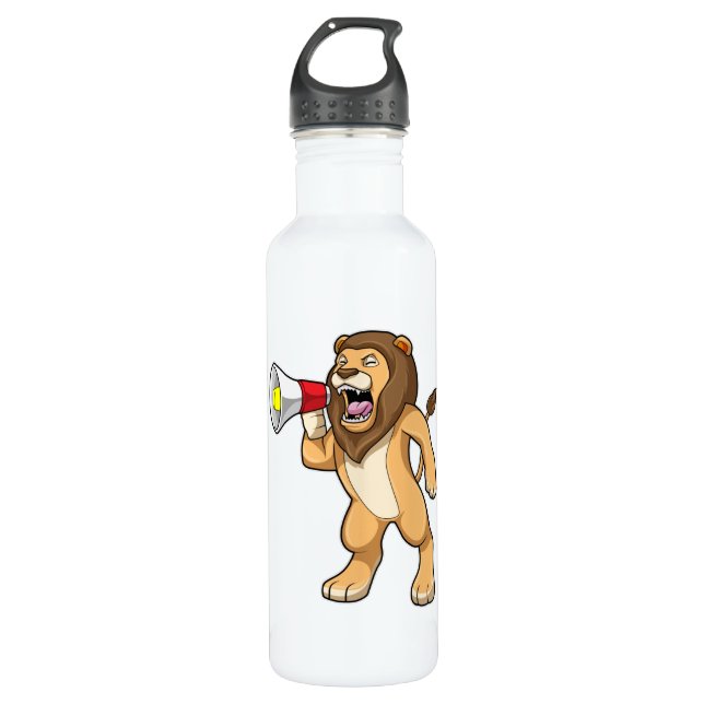 Lion with Microphone 710 Ml Water Bottle (Front)