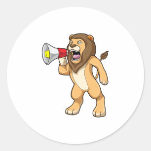 Lion with Microphone Classic Round Sticker
