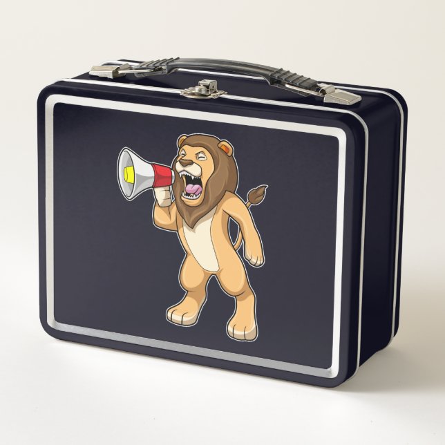 Lion with Microphone Metal Lunch Box (Front)