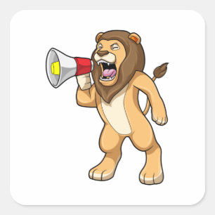 Lion with Microphone Square Sticker
