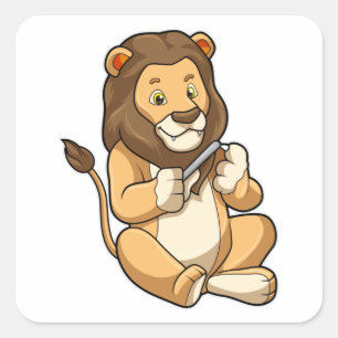 Lion with Nail arrows Square Sticker