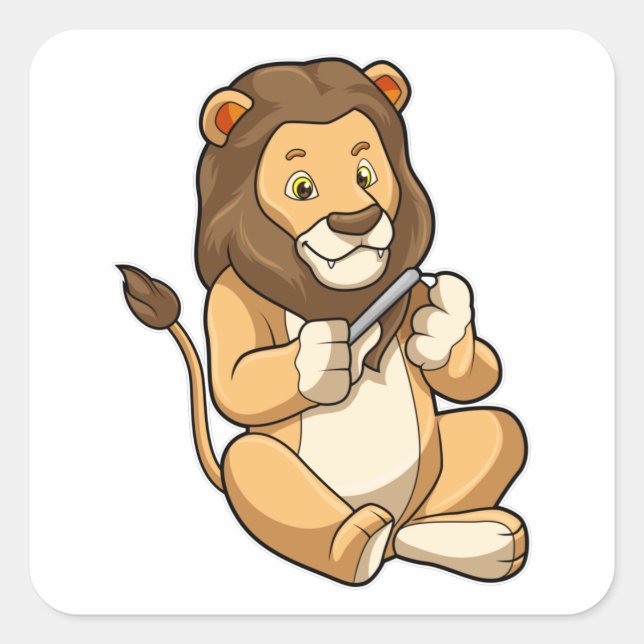 Lion with Nail arrows Square Sticker (Front)