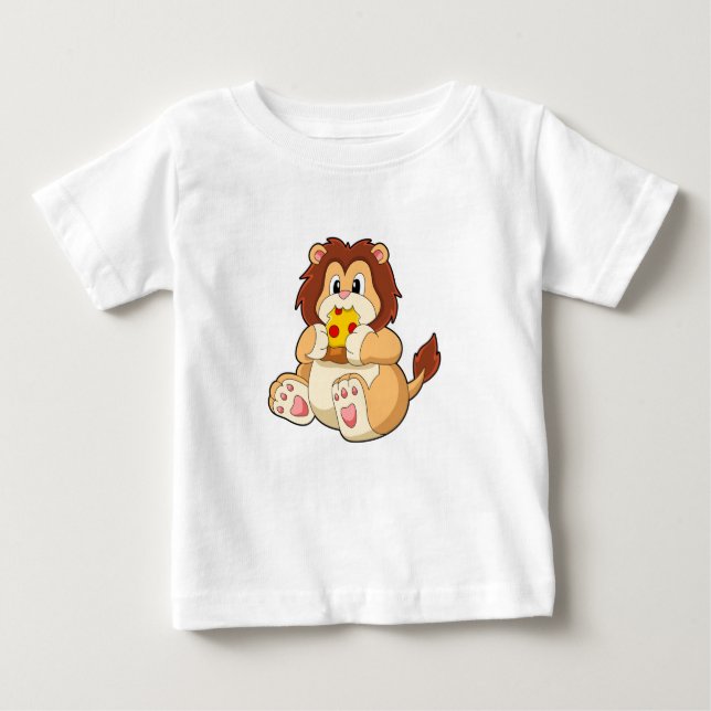 Lion with Piece of Salami Pizza.PNG Baby T-Shirt (Front)