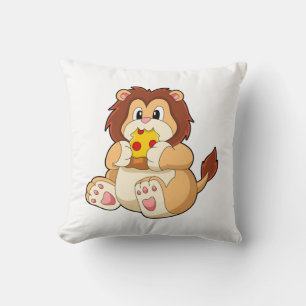 Lion with Piece of Salami Pizza.PNG Cushion