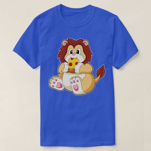 Lion with Piece of Salami Pizza T-Shirt (Design Front)