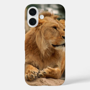 Lion with punk hair styles iPhone 16 case