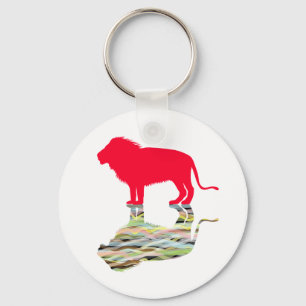 Lion with Reflection (Red) Key Ring