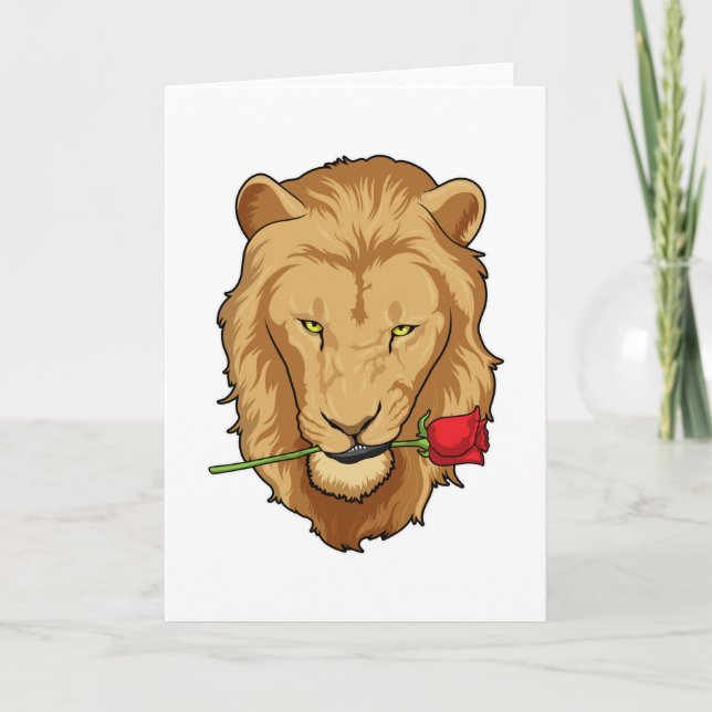 Lion with Rose Card (Front)