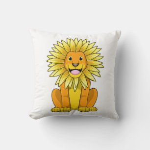 Lion with Sunflower Flower Cushion