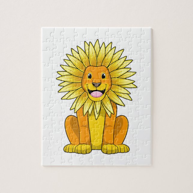 Lion with Sunflower Flower Jigsaw Puzzle (Vertical)