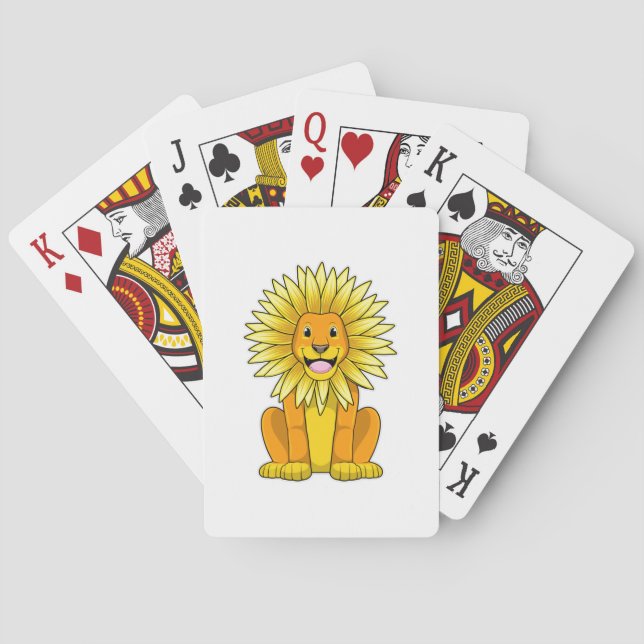 Lion with Sunflower Flower Playing Cards (Back)