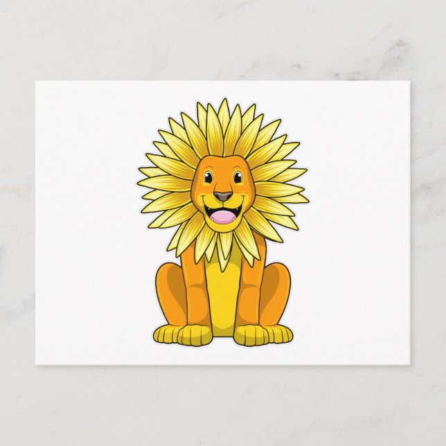 Lion with Sunflower Flower Postcard (Front)