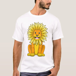 Lion with Sunflower Flower T-Shirt