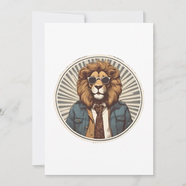 Lion with sunglasses holiday card (Front)