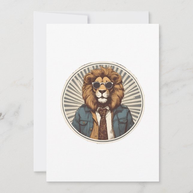 Lion with sunglasses invitation (Front)