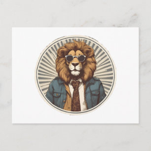 Lion with sunglasses postcard