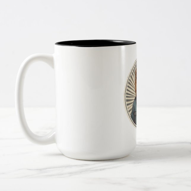 Lion with sunglasses Two-Tone coffee mug (Left)
