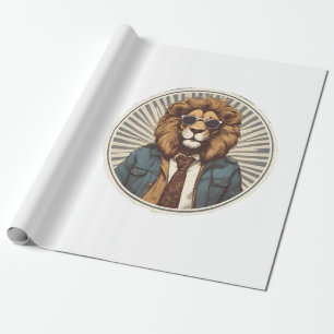 Lion with sunglasses wrapping paper