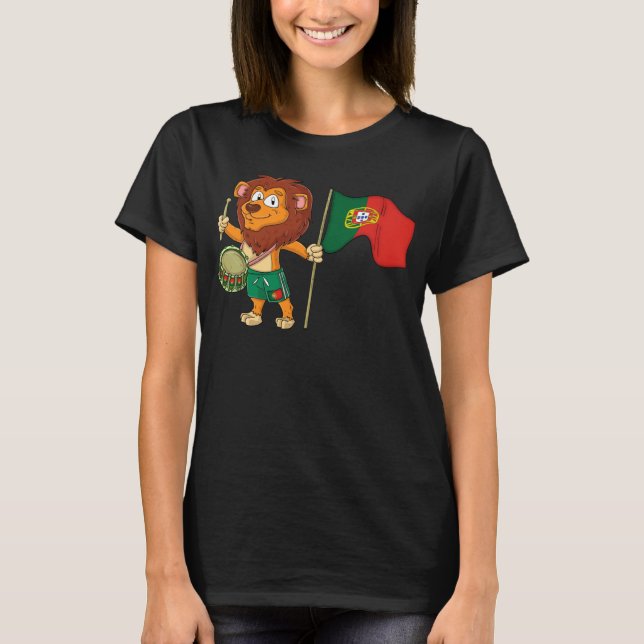 Lion with the Portugal flag T-Shirt (Front)