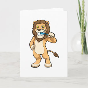 Lion with Toothbrush Card