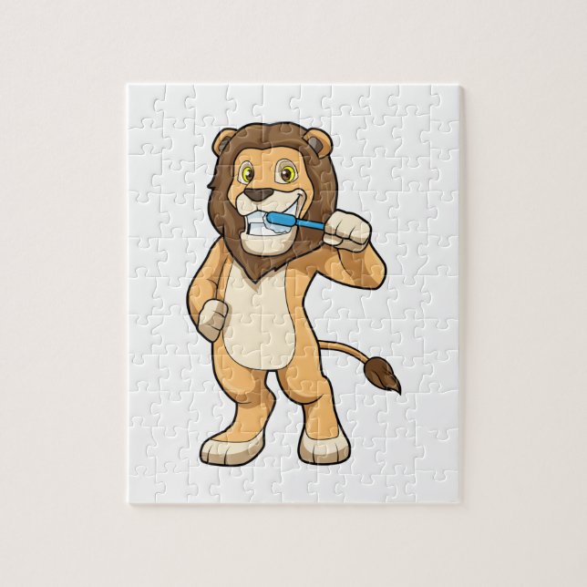 Lion with Toothbrush Jigsaw Puzzle (Vertical)