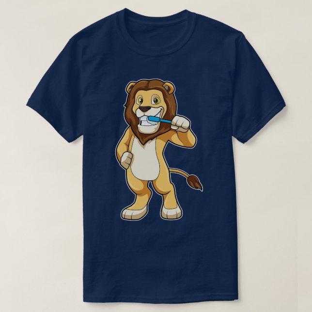 Lion with Toothbrush T-Shirt (Design Front)